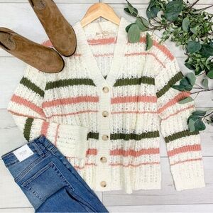 Striped knit cardigan